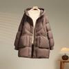 Down Jacket Women's Medium and Long Winter New Large Pocket Fashion Foreign Casual Hooded Thickened Loose Coat