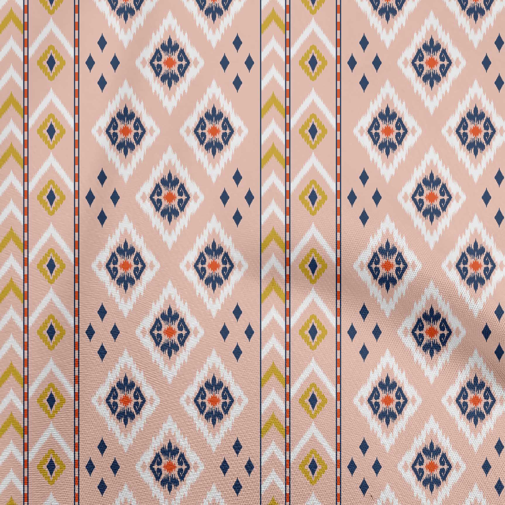 

OneOone Cotton Flex Темно-синя тканина Азіатська тканина Ikat Craft Projects Decor Fabric Printed By The Yard 40 дюймів 42 Inch Wide - Viscose Chiffon персиковий