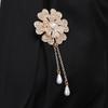 Elegant Alloy Butterfly Brooch with Rhinestone Flowers and Tassel for Women's Balls