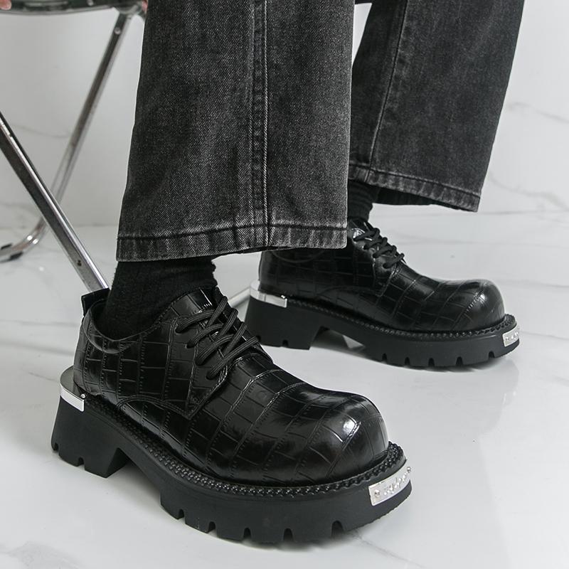Fashion Height Increasing Men's Leather Shoes Classic Casual Style Business or Office Plus Size Hot Selling Derby Suit Shoes Brown