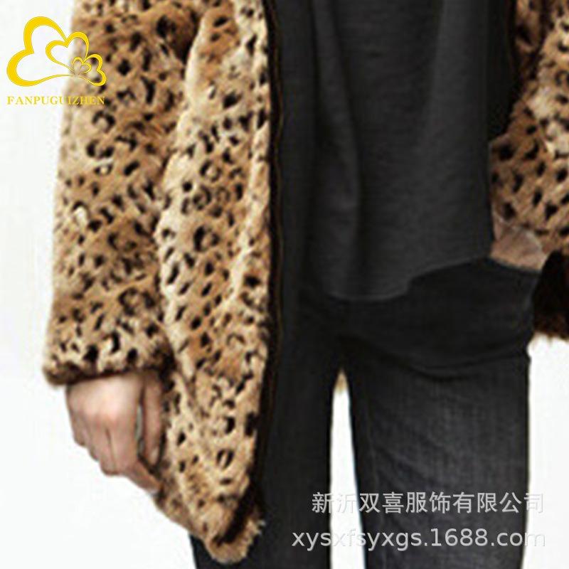 Autumn and Winter New Warm Imitation Coat Artificial Wool Large Size Medium and Long Leopard Print Women's Coat