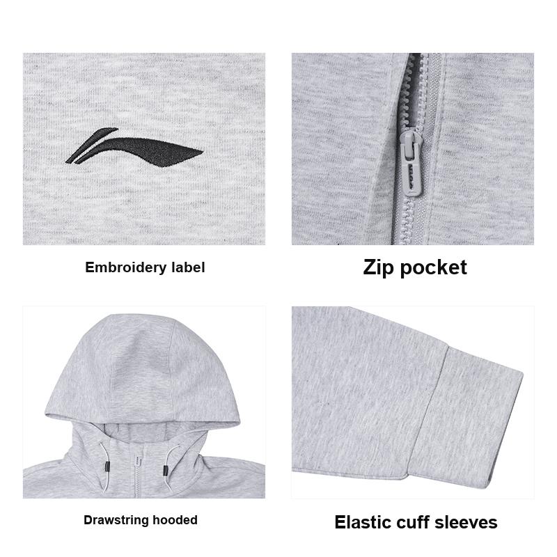 Li Ning Vest Hoodie Zomer 2026 Mode Veelzijdig Effen Kleur Zacht Comfortabel Lichtgewicht Losse Casual Jas Mannen jassen AWDUA25-2
