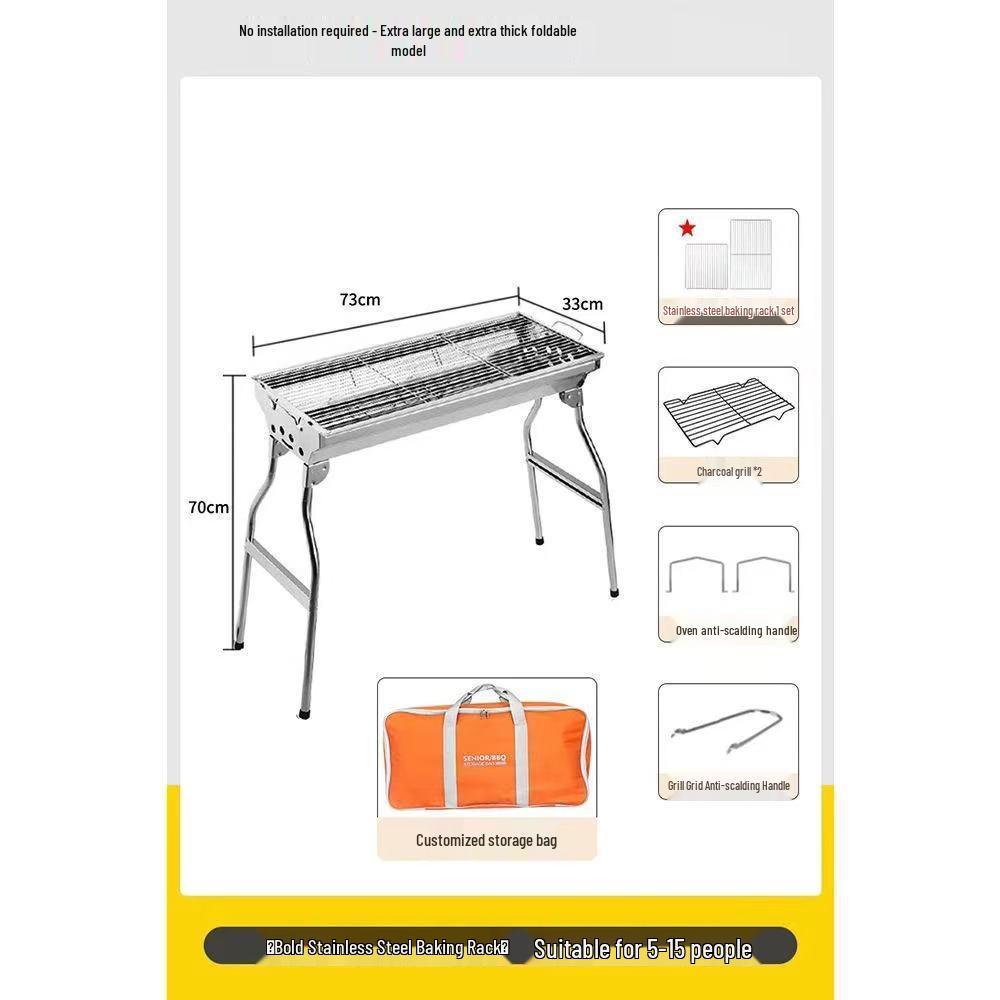 Portable Outdoor Folding Charcoal Barbecue Grill Rack