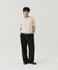 GNOK [Summer] Double-Pleated Elastic Waist Wide Slacks [Black]