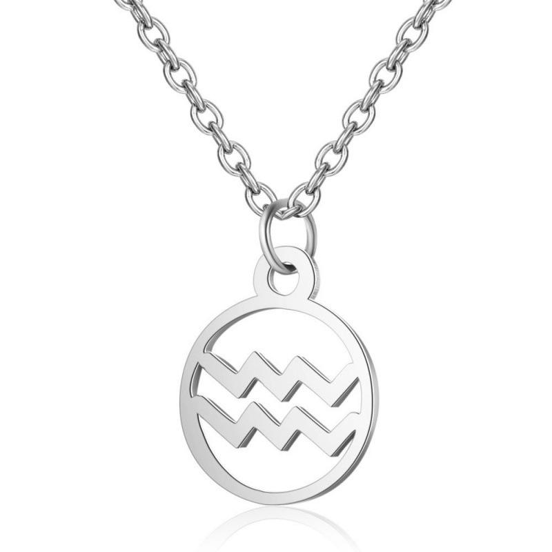 Stainless Steel Zodiac Pendant Necklace with Thin Chain