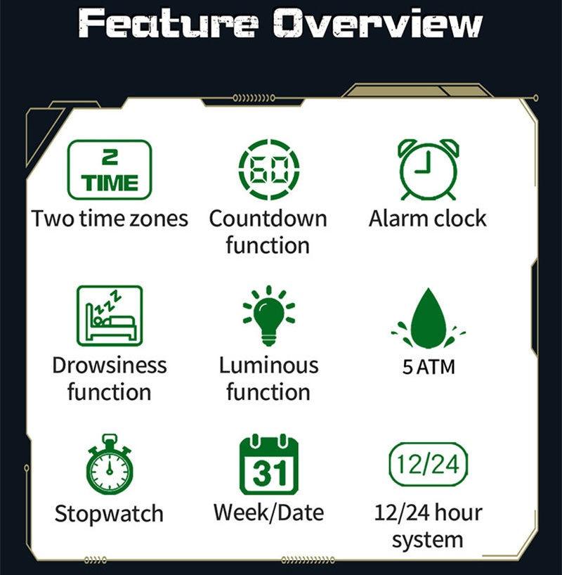 Fashion Outdoor Digital Watch for Men Students Nylon Band Military Sports Wristwatch GZW