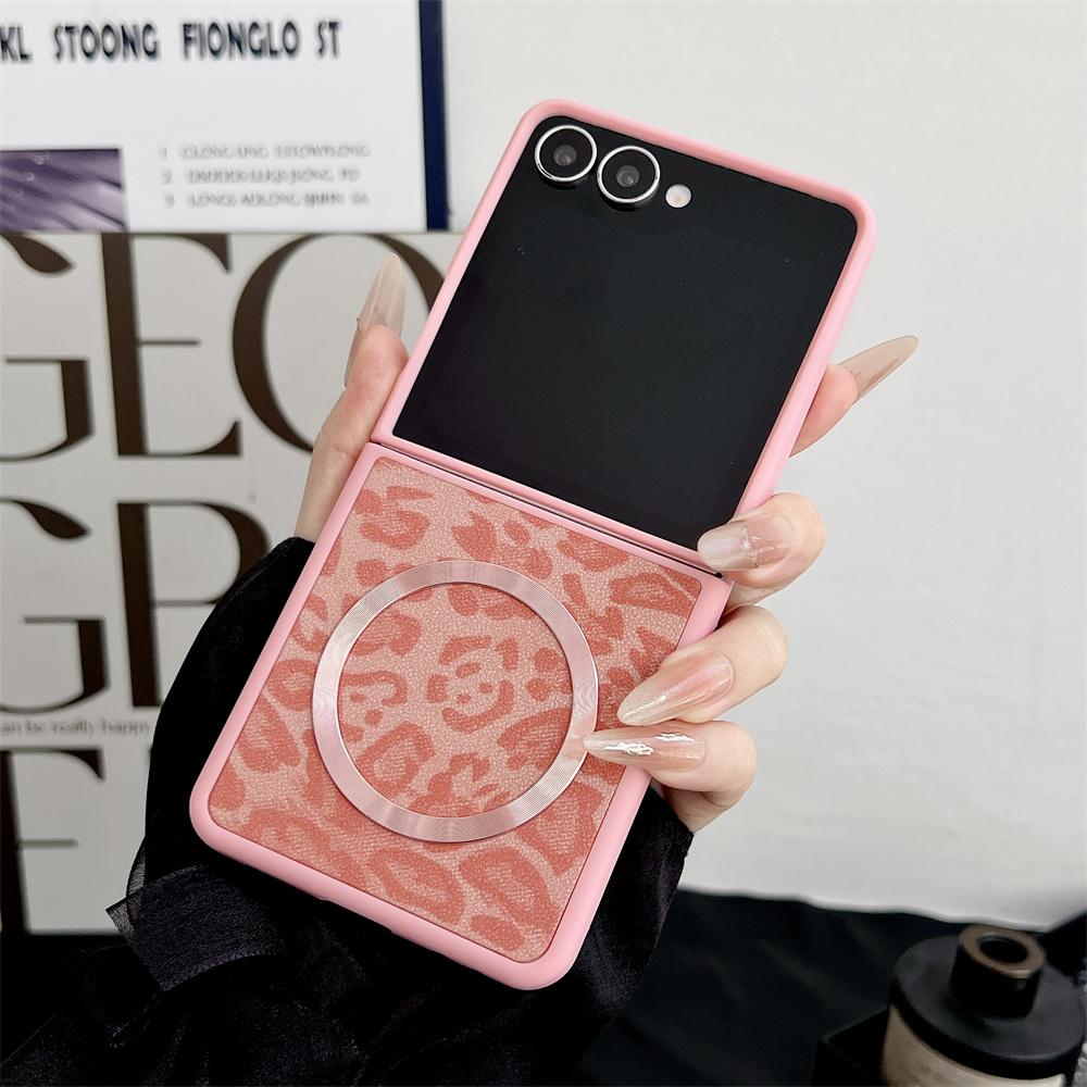 Magnet For Magsafe Leopard Print Magnetic Phone Case for Samsung Z Flip 7 6 5 4 3 Gradient Shock Protection Bumper Cover