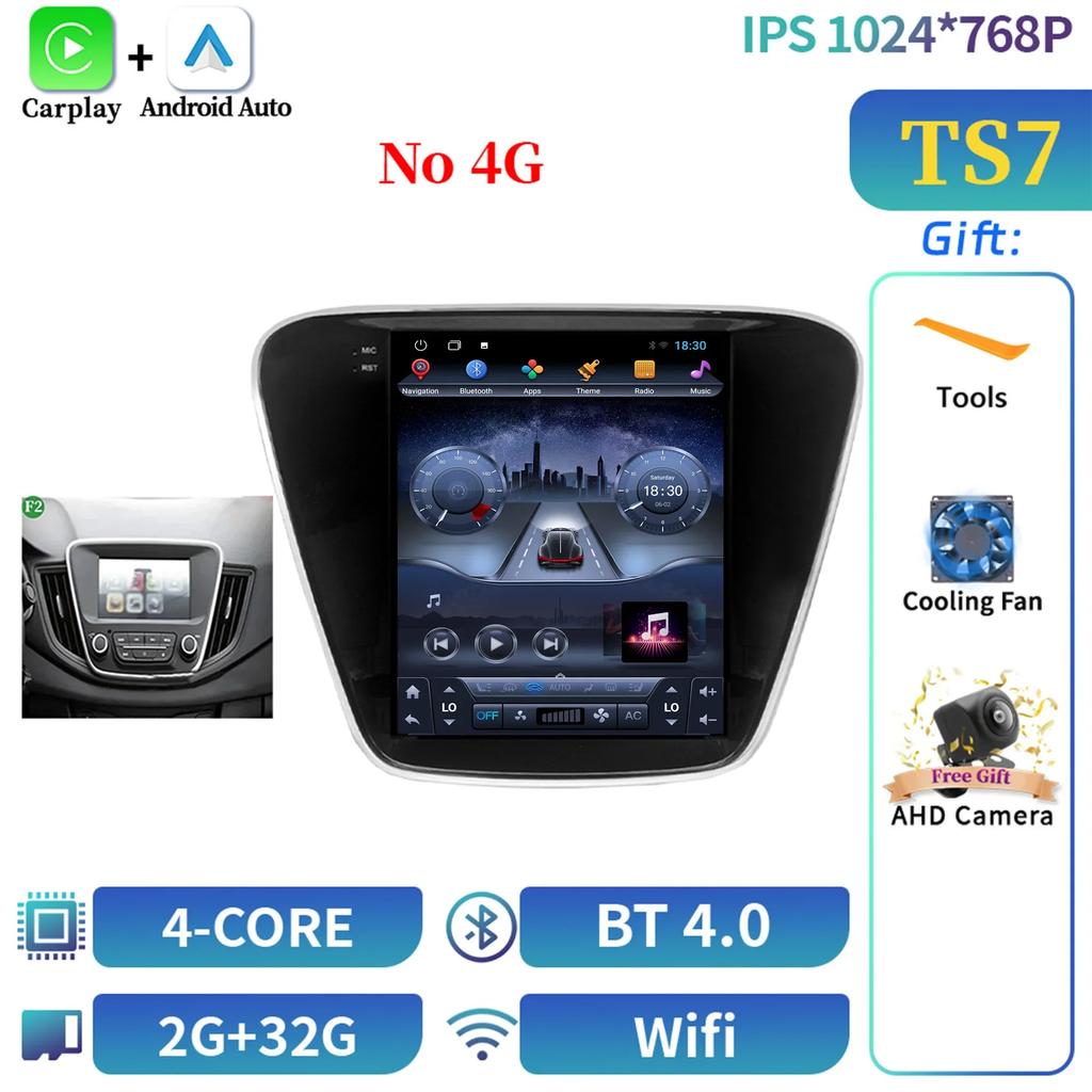 9.7inch Android 14 Car Radio Multimedia For Chevrolet Cavalier 2016-2019 Navigation Wireless BT Carplay Stereo Head Unit Screen