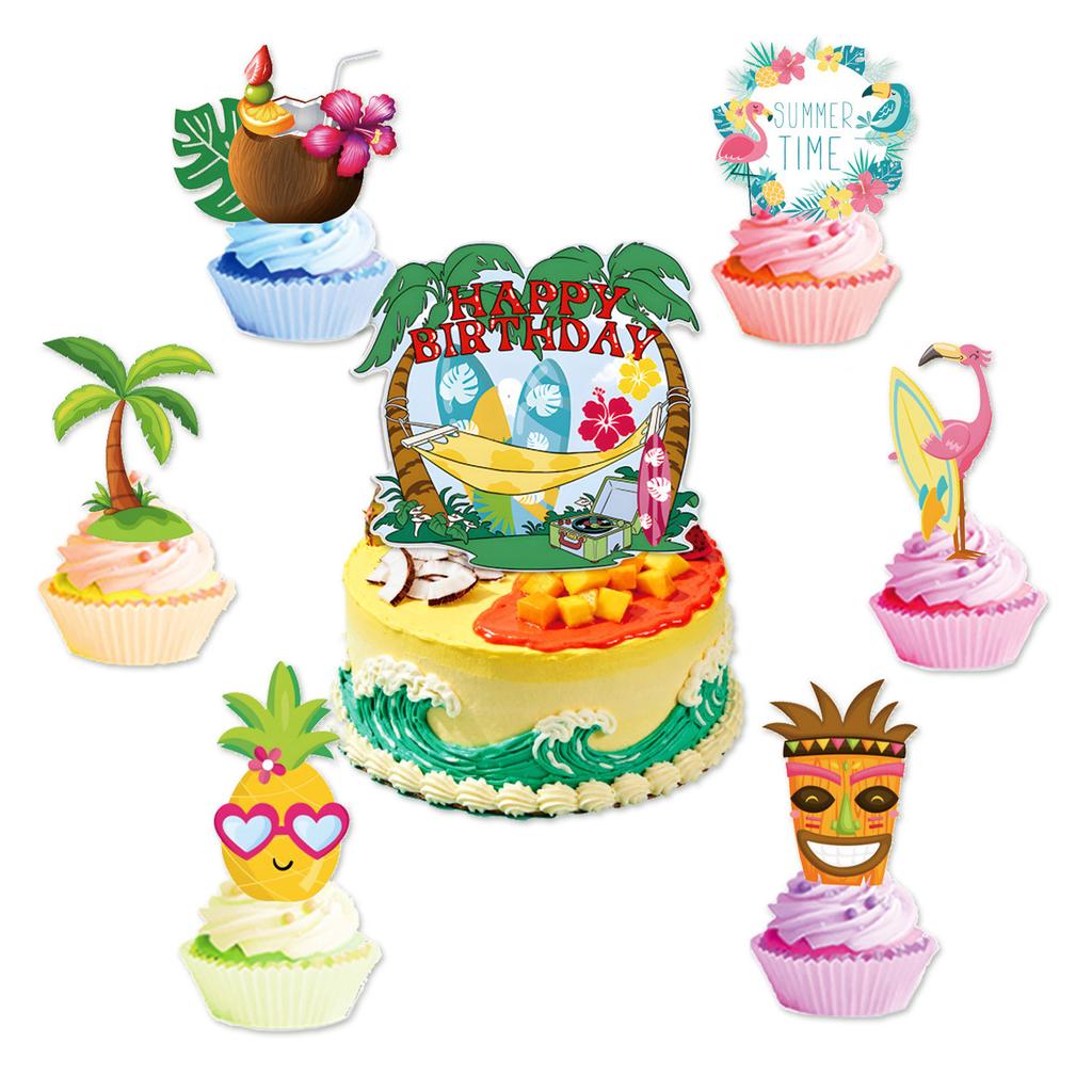 Décoration de Fête Thème Hawaïen Décoration de Fête Tropicale d'Été Fête à la Plage Flamant Rose Ananas Noix de Coco Fournitures de Fête de Piscine