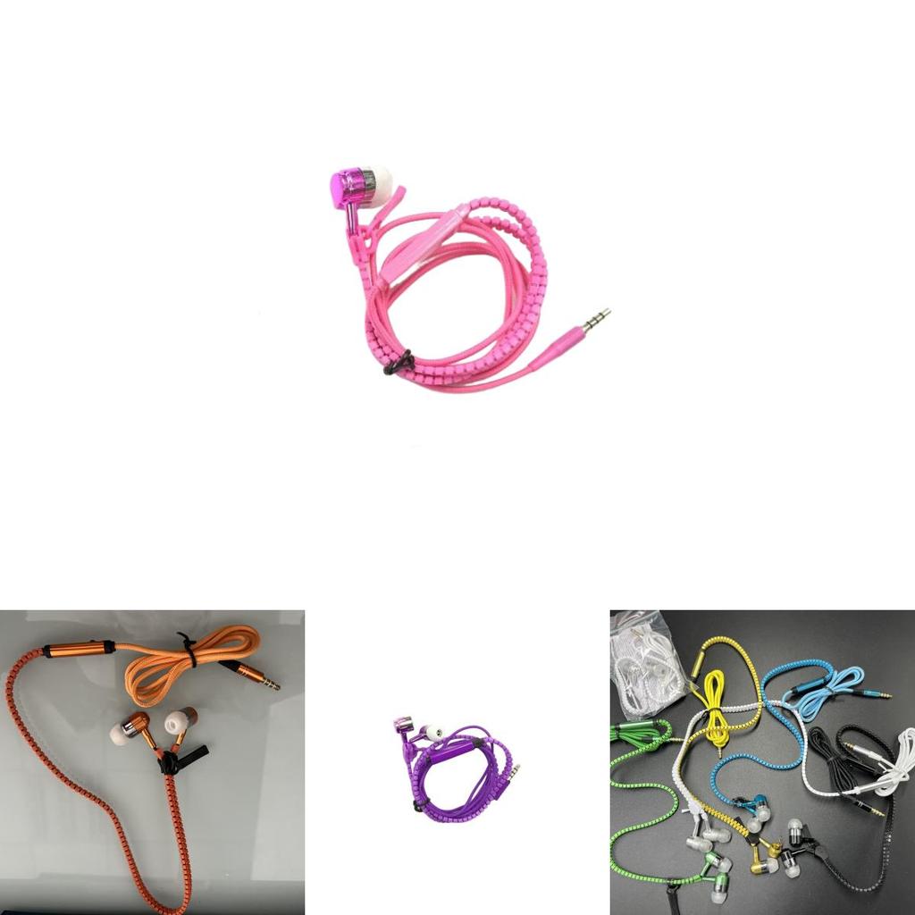 Metal Zipper Earphones With Microphone For Mobile Phone Listening And Call Control