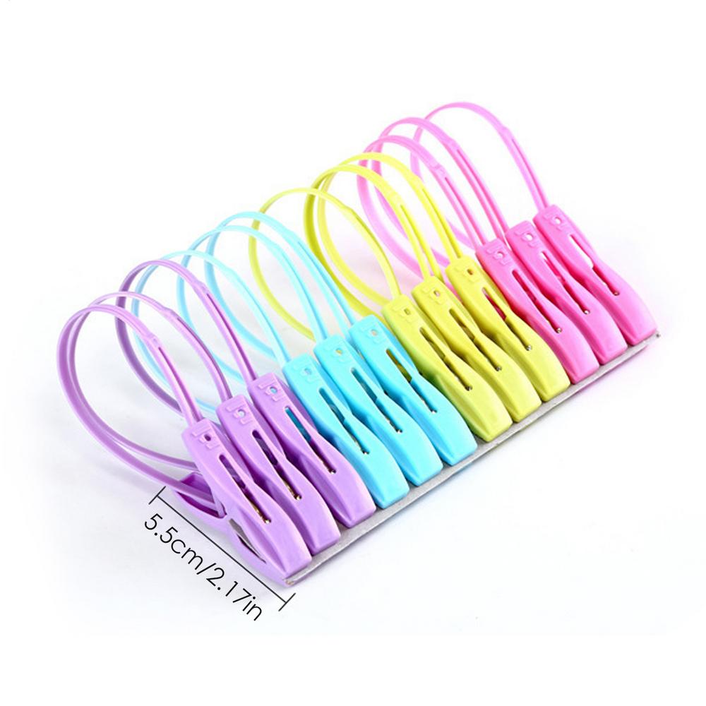 Clothes Pegs 12 pcs Anti-slip Hanging Clip Windproof Rope clamp Socks Hanger Drying tools Multicolor for home small thing