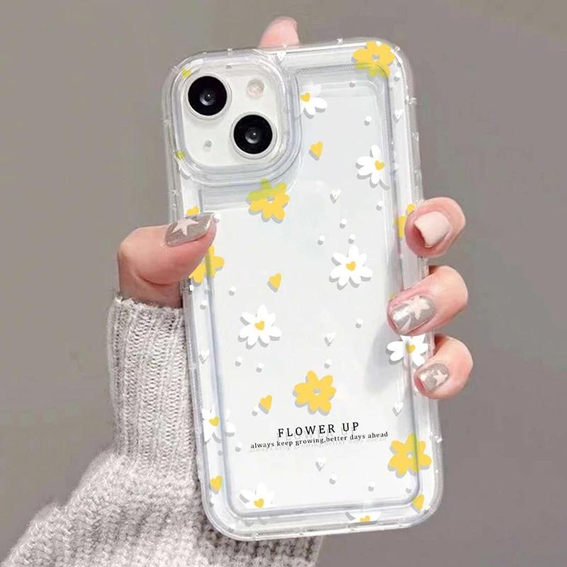 Summer Yellow And White Floral Fragments ForIPhone 17 16 15 14 Plus 13 12 Pro Max X XS XR 78 Plus SE2020 Cases Clear Cover