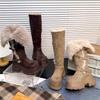 Retro Long Tube Two Wear Martin Boots Thick-soled Velvet Snow Boots Thin Buckle Knight Boots
