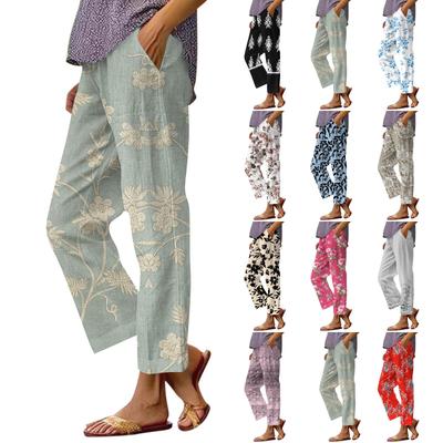 Women's Casual Fashion Printed Straight Leg Pants Pants With Pockets