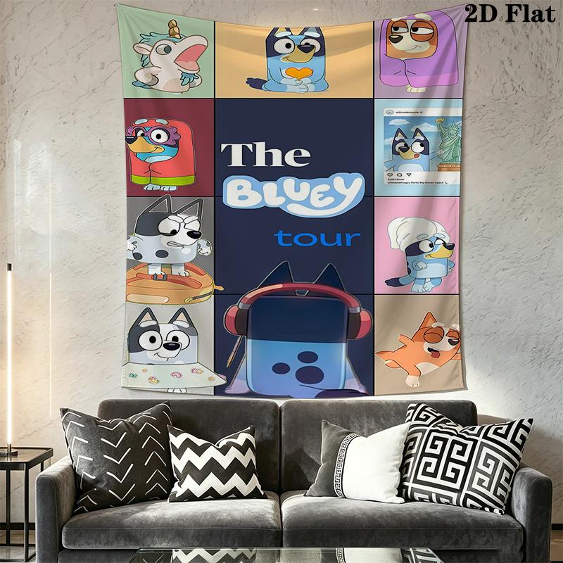 Bluey Bingo Heart Print Tapestry Background Cloth Fashion Print Gift Background Wall Hanging Cloth Wall Decoration