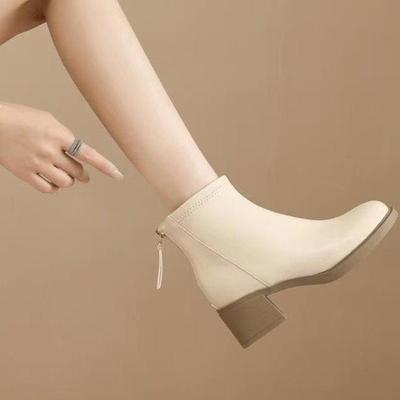New Styles of Shoes: Single Boots with Fleece Ankle Boots, Women's Shoes, Autumn and Winter Boots, and Chunk-heeled Boots