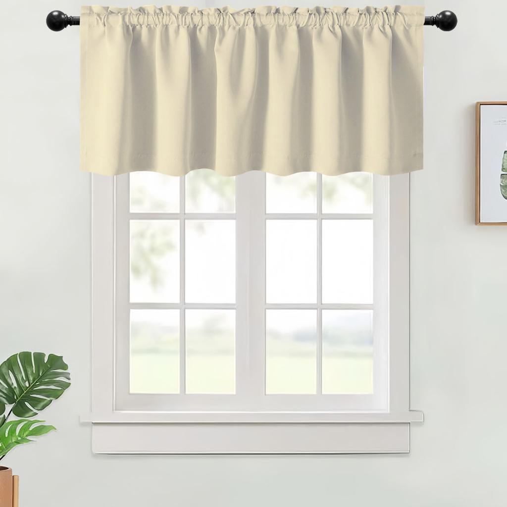 1PC, Valance Curtains Blackout Thermal Insulated Rod Pocket Window Treatment For Kitchen Living Room Bedroom Home Decoration
