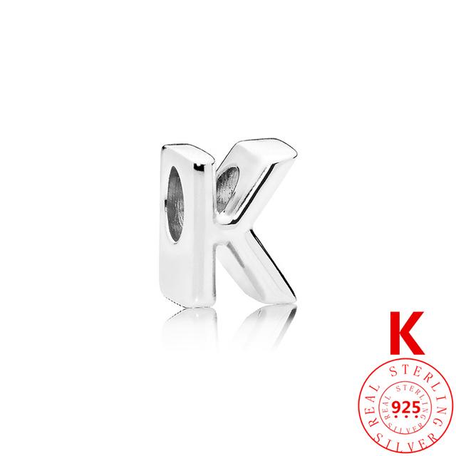 Autentické stříbro 925 Anglické písmeno AZ 26 abeceda klasické korálky vhodné originální módní náramek s přívěskem DIY dámské šperky