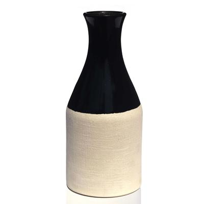Handcrafted Black Ceramic Bottle-Shaped Flower Vase (8 Inches) for Home Décor, Living Room, Gifting, Decorative Small Vase (Flower NOT Included)