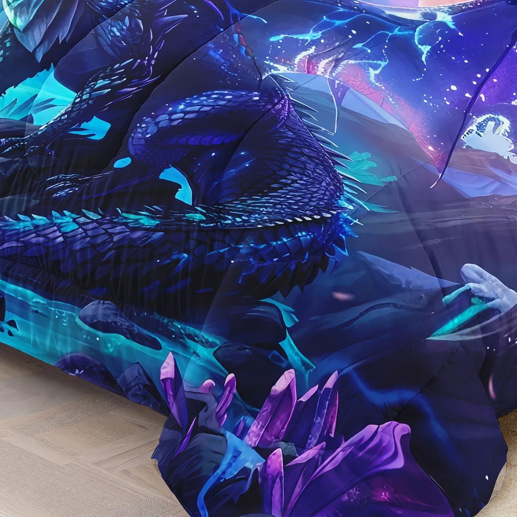 3D Dragon Pattern Psychedelic Aesthetic Orleans Animal Theme Soft Breathable Knitted Digital Printed Polyester Bedding Set