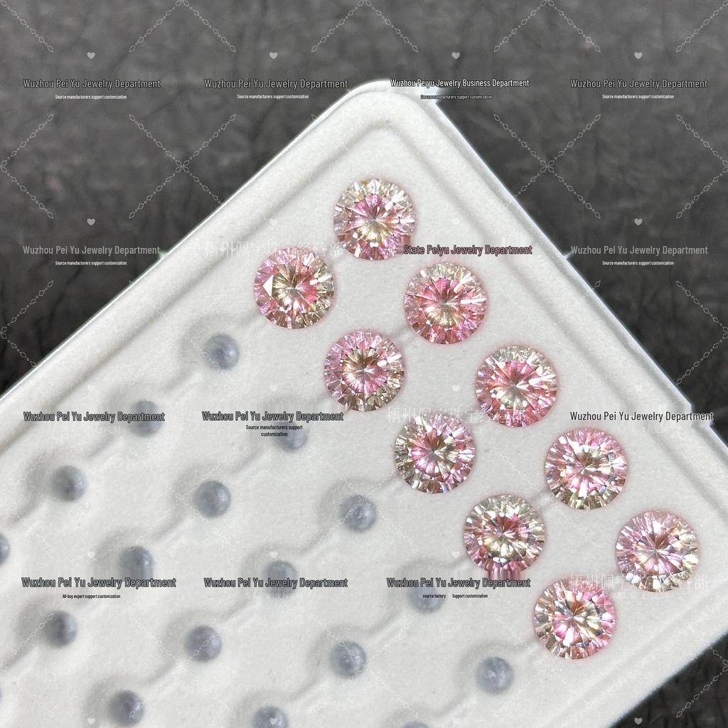 6/8mm Round Gradient Zircon Earrings: Sparkly DIY Nail Art Jewelry with Eight Hearts & Arrows Design