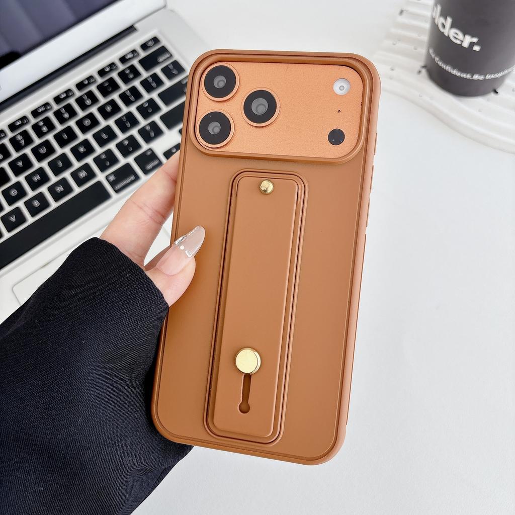 Luxury Business Phone Case for iPhone 17 Pro Max 16 Plus 15 14 13 12 Shockproof Slim Fit Wrist Strap with Stand Cover