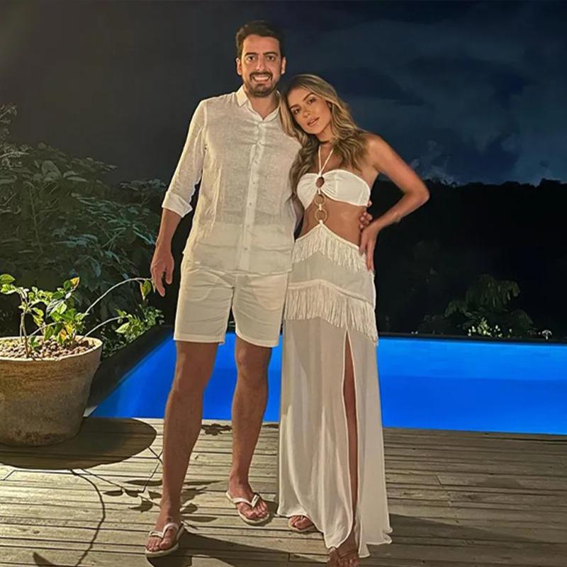 Tassel Hollow Out Backless Split Halter Dress Women Sexy White Off Shoulder Long Dresses Lady Fashion Beach Vestidos