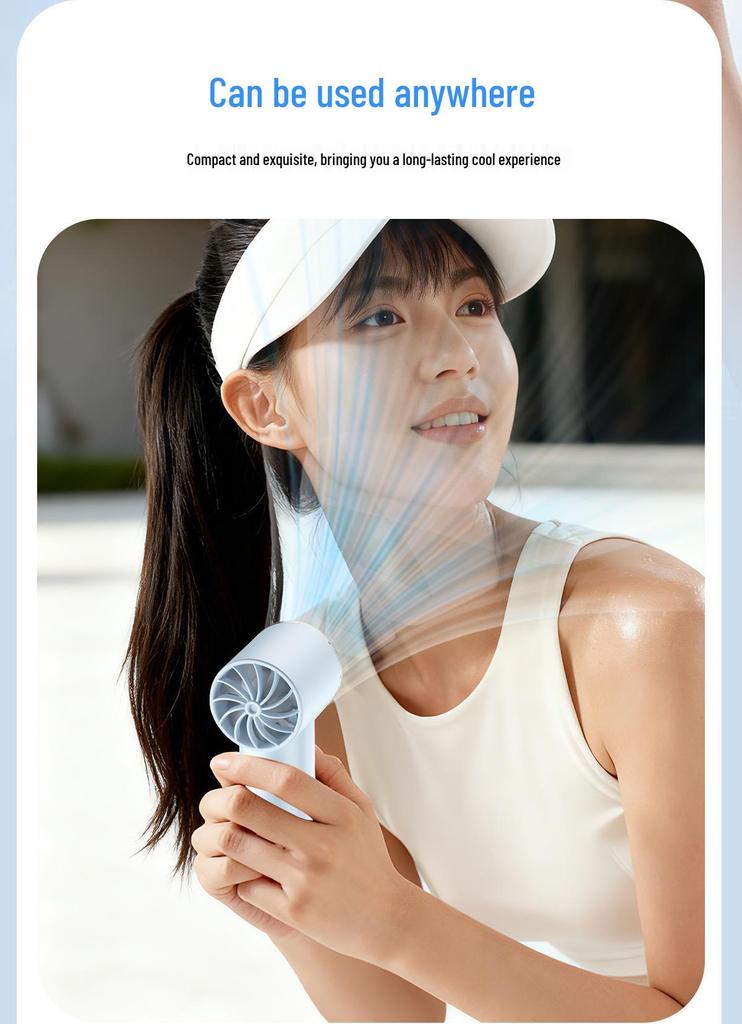 T72 Handheld USB Fan with Digital Display - Compact High-Speed Cooling for Outdoor Use
