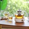VKCHEF Heat-Resistant Glass Teapot, Transparent, 1000ml Capacity, Stainless Steel, with Tea Strainer, Suitable for Direct Heat, Perfect for Fruit Tea,
