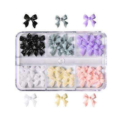 30Pcs/1Box White Ribbon Resin Bowknot Nail Charm Parts 3D Ribbon Nail Art Decoration Accessories Diy Manicure Design