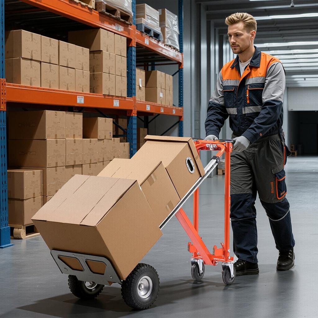 4-i-1 Handkärra, 453,6 kg Lastkapacitet i 4-hjulsläge, Konvertibel Handkärra Dolly med Halkfritt Handtag & Hjul, Bärbar av Aluminiumlegering