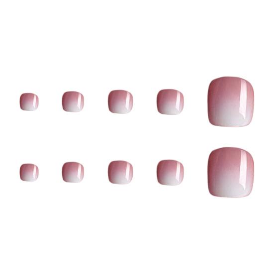 120Pcs French Tip Press On Toenails for Women, Short Square Stick-on Gel Fake Nails, Reusable Removable Glue On False Toe Nails