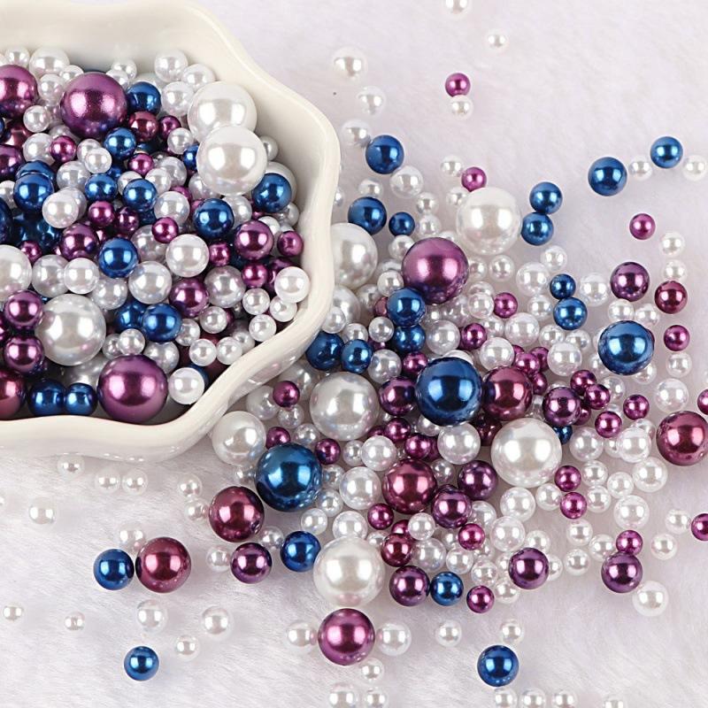 10g Mix Casuale 3-10mm Senza Foro Perla Imitazione ABS per Riempimento Vasi Pennelli Trucco Per Creazione Gioielli Fai da Te Decorazione