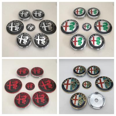 7pcs for AlfaRomeo 74mm 60mm Car Front Hood Emblem Bonnet Wheel Center Cap Steering Sticker Rear Trunk Badge Decal Styling