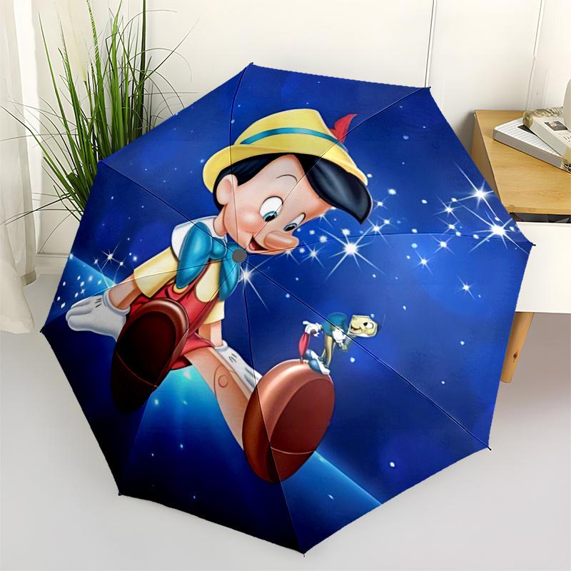 

1pc Pinocchio & Jiminy Cricket Outdoor Umbrella - Automatic Opening/Closing, Portable Folding Design, 8-Rib Iron Frame, Festival Gift for Fa