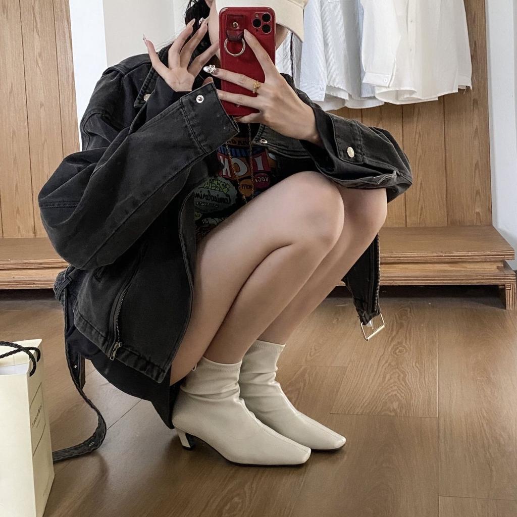 European and American style kitten and two wearing removable tube square head boots and short boots 2025 autumn and winter new trouser leg boots