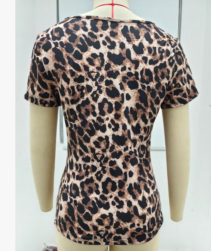 2026 Women's Summer Fashion: Casual Leopard Print Round Neck Short Sleeve T-shirt