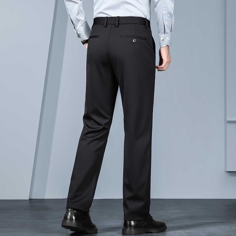 ROMON Men's Autumn/Winter Thickened Four-Way Stretch Business Dress Pants