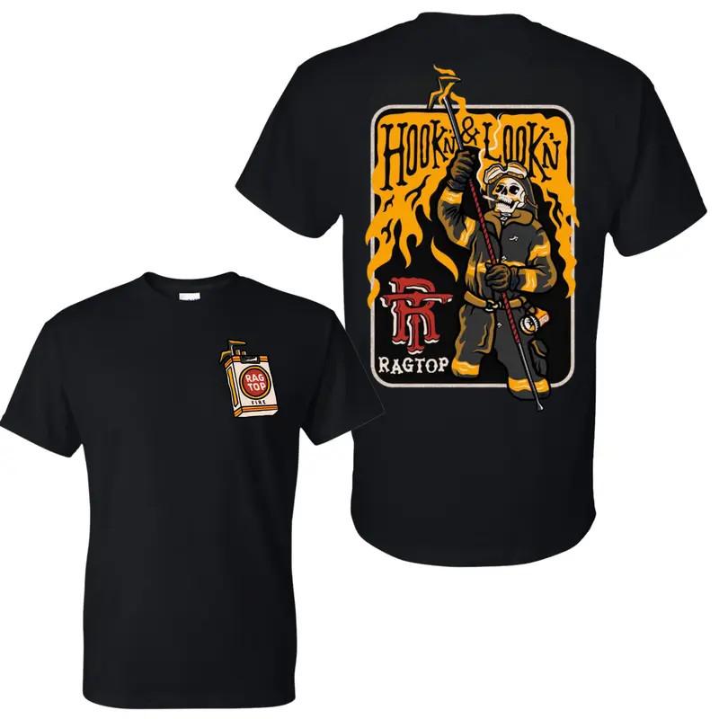Hook n & Look n Skeleton Firefighter Ragtop T-Shirt, 2 Sides, Ragtop Fire Matchb S разноцветный