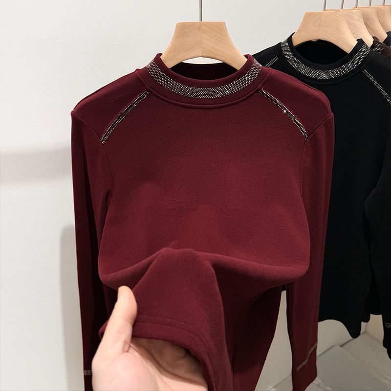 Dámské topy plus size podzim zima střední délky sametové zahuštěné elastické košile módní potisk volné ležérní topy