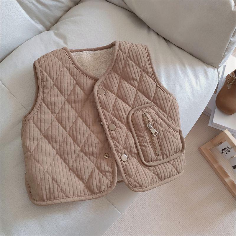 Children's Retro Lambswool Fleece Vest, Double-Sided, Autumn/Winter, Korean Style for Boys and Girls
