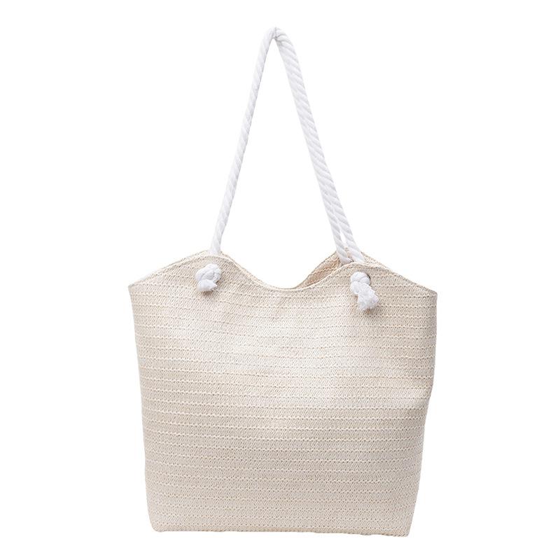 Summer New Color Striped Straw Bag Women's Large-capacity Temperament Simple Shoulder Bag Vacation Leisure Beach Bag