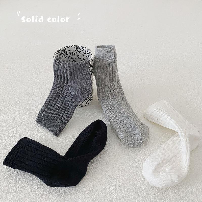 5/4 Pairs Color Solid Children Boys Socks Selected Fabric High Resilience Cotton Casual Crew Sports Half Socks For Kids Boys