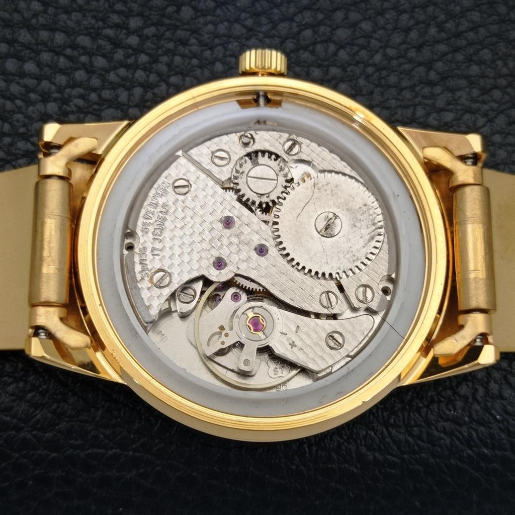 ÜBERHOLTE VINTAGE MONTINE OF SWITZERLAND 17J HERREN VERGOLDETE UHR a285407-12