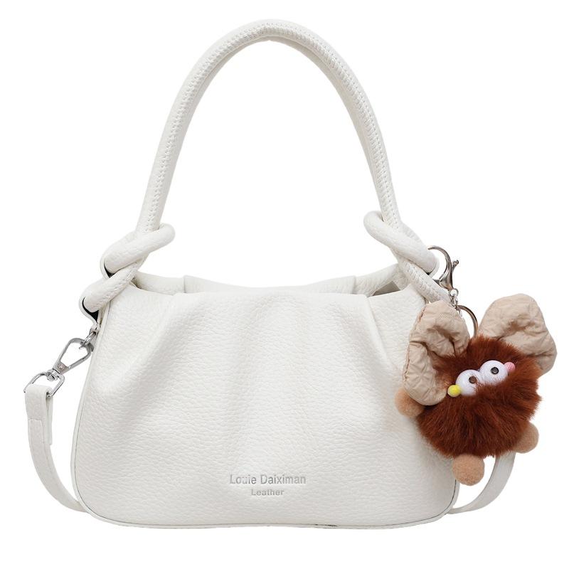 

Cute plush pendant handbag bag women s new casual commuter bag high-end niche shoulder messenger bag no pendant білий