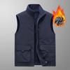 Autumn and Winter Men's Middle-aged Velvet Thickened Vest with A Base To Keep Warm and Casual Vest, Wearing A Multi-pocket Vest on Both Sides