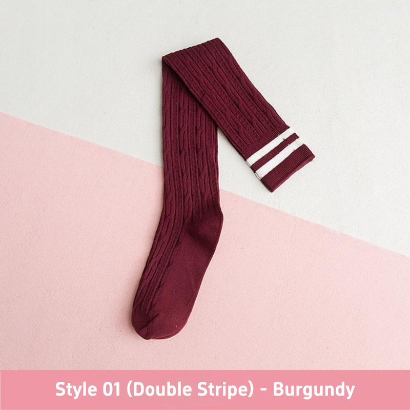 1 3 Pairs Women's Cotton Thigh High Socks Over The Knee Colorful Striped Pattern Casual Daily Wear Fashion Socks Black White