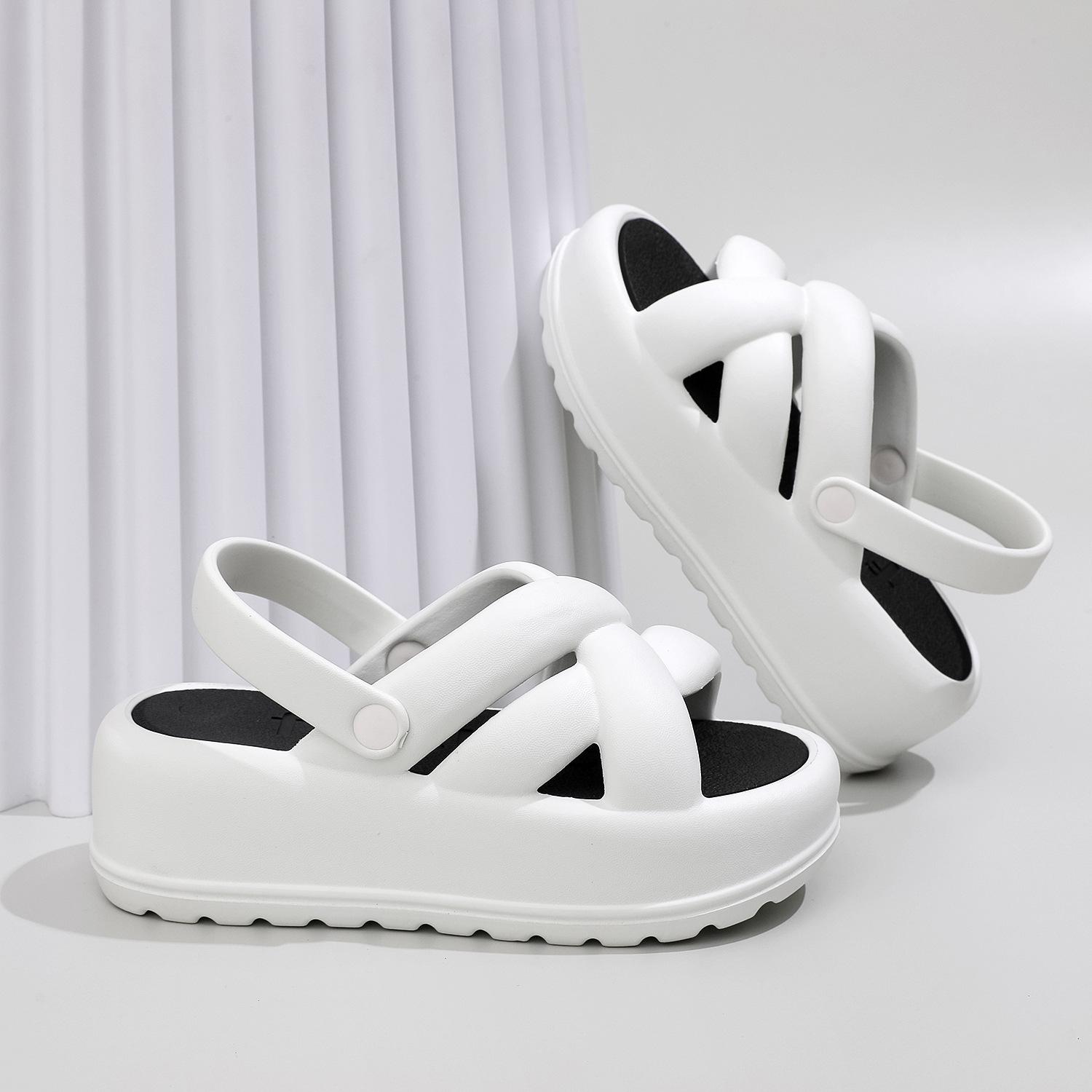 Новые летние женские тапочки из материала EVA на толстой подошве. Мягкие, удобные, модные и повседневные универсальные тапочки. 35-36 белый