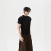 Mens Solid Color Loose Casual Short Sleeve Knit T Shirt
