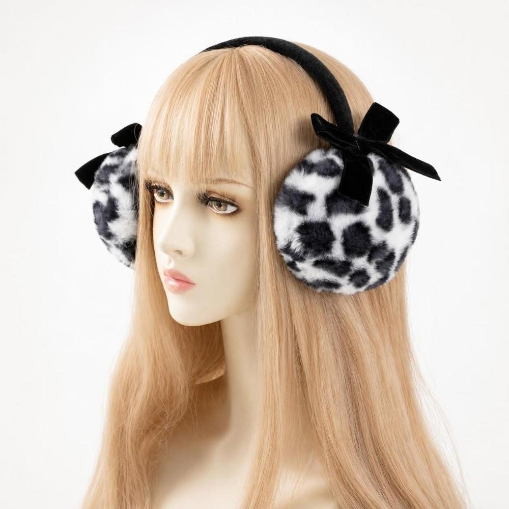 Leopard Plush Ear Warmers Soft Fluffy Windproof Ear Muffs Autumn Winter Outdoor Commuting